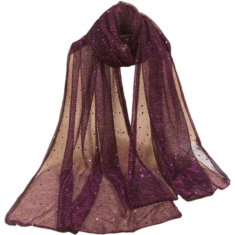 Women's Sequin Bandana Square Scarf Silk Scarves Mesh Shawl and Wrap for Evening Dresses