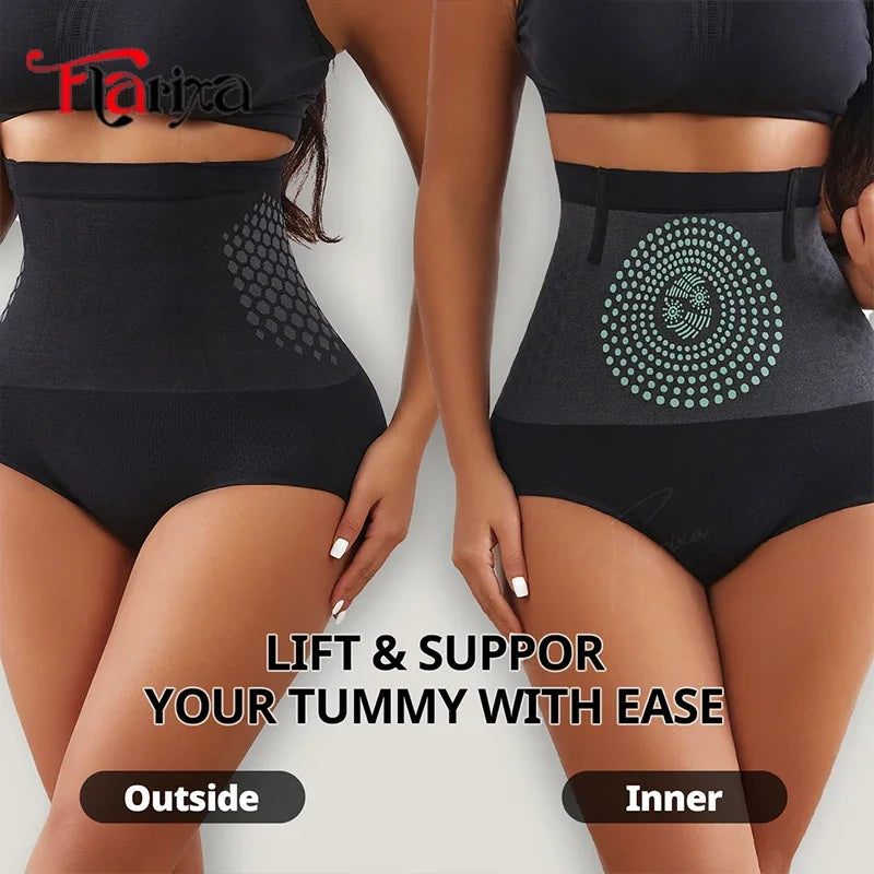 Flarixa Tummy Control Underwear Briefs for Women High Waist Seamless Butt Lifting Panties Sweat Slim Body Shaper Belly Slimmer