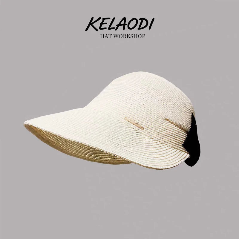 Paper grass hat woven straw women's sun hat summer equestrian hat duckbill hat fashionable and avant-garde outdoor leisure hat