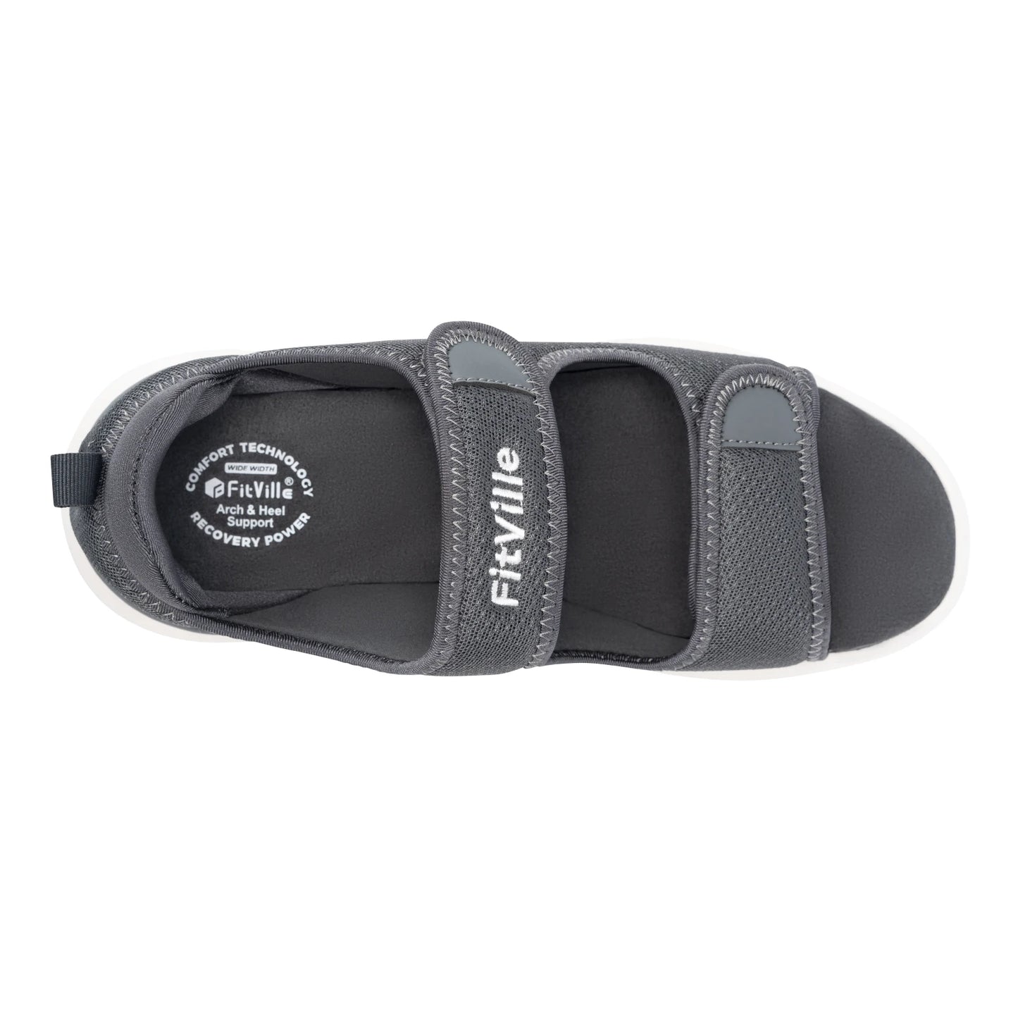 FitVille Men'S Sandals Summer Flat Shoes Widened Elderly Casual Shoe Breathable Lightweight For Plantar Fasciitis Pain Relief