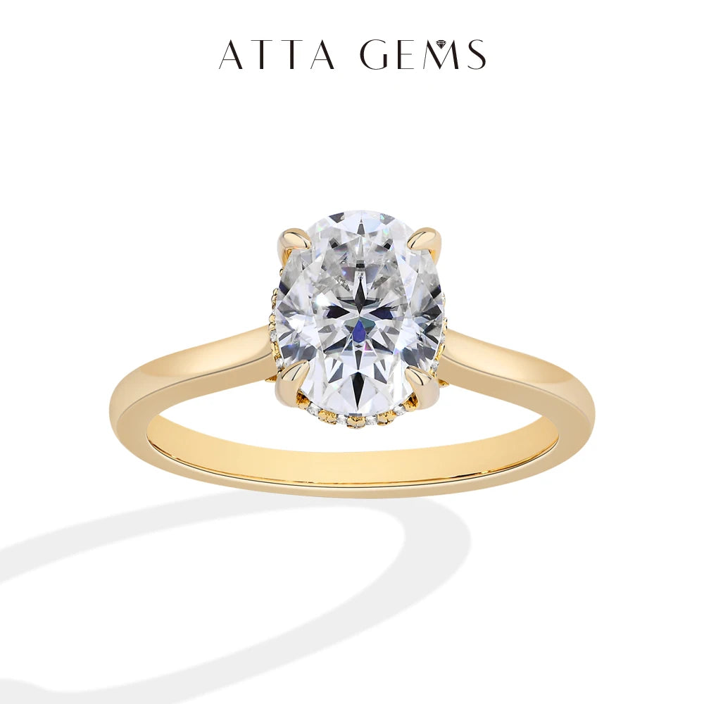 ATTAGEMS Oval cut 9*7mm2CT DVVS Moissanite Ring 925 Sterling Silver for Women Wedding Jewelry High Quality
