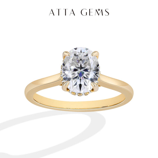 ATTAGEMS Oval cut 9*7mm2CT DVVS Moissanite Ring 925 Sterling Silver for Women Wedding Jewelry High Quality