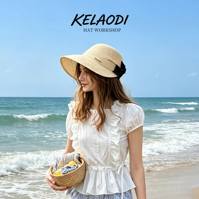 Paper grass hat woven straw women's sun hat summer equestrian hat duckbill hat fashionable and avant-garde outdoor leisure hat