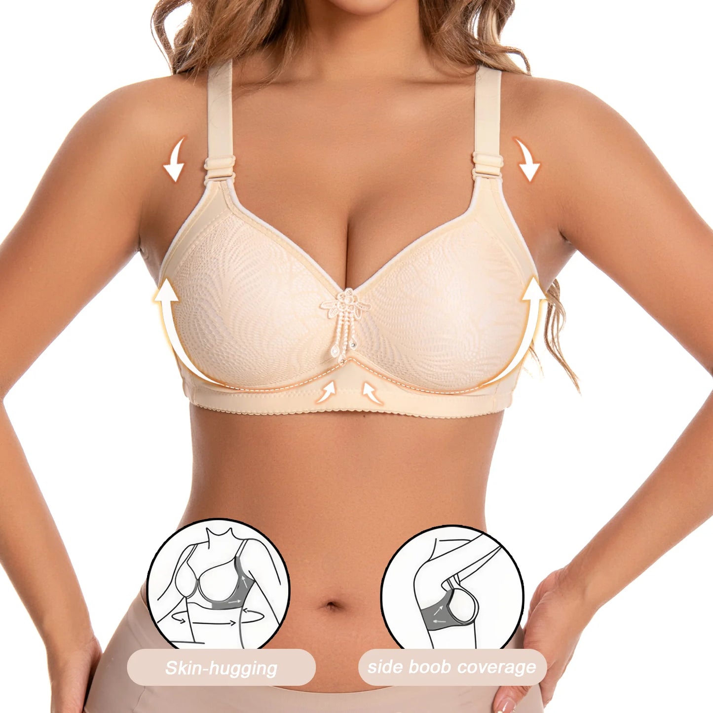 6pcs Seamless Tassel Decor Wireless Women Bra Push-Up - Adjustable Strap, Soft Colors Black/Pink/Beige/Light Blue/Mint Green