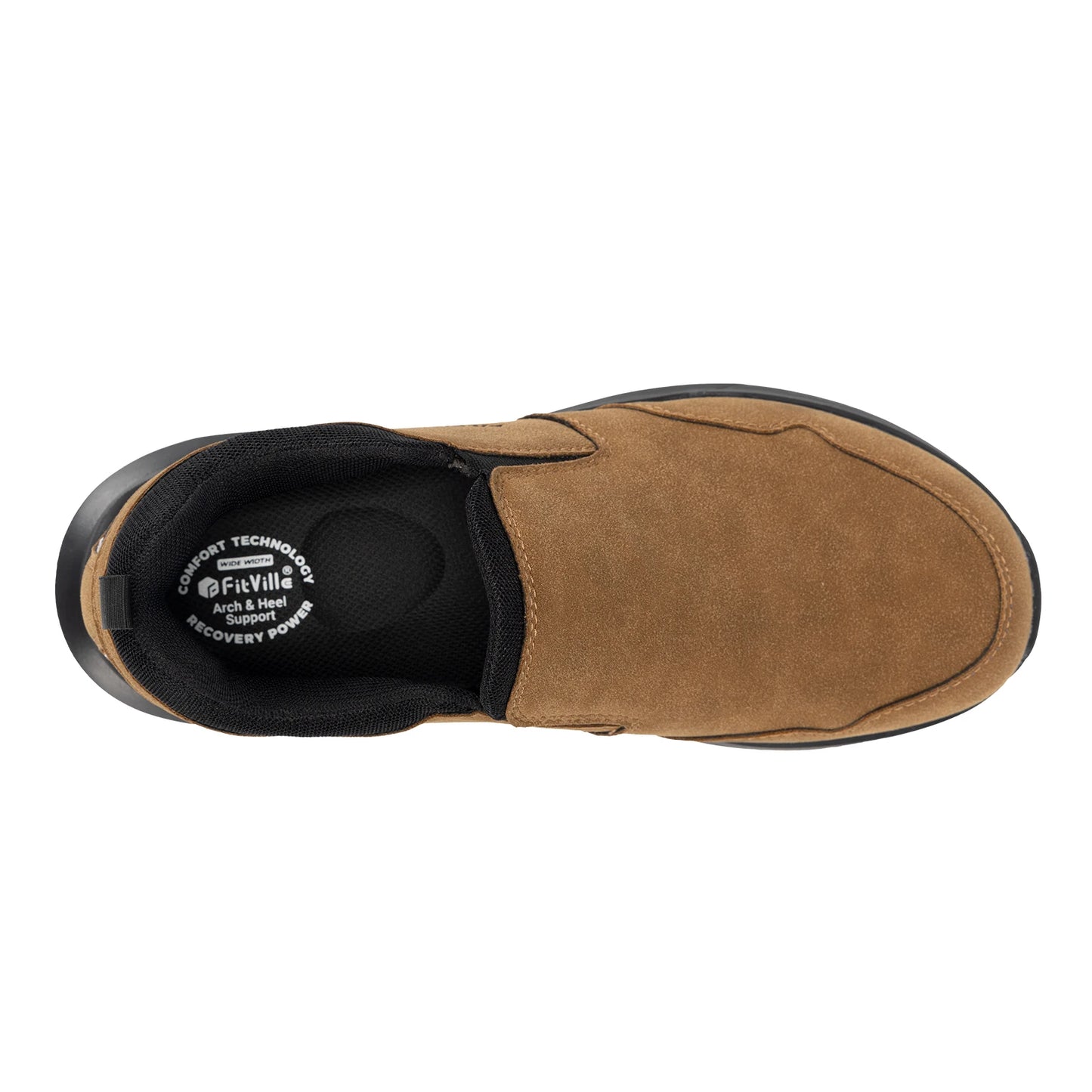 FitVille Men Extra Wide Slip On Hiking Loafers, Comfort Orthopedic Walking Sneakers with Arch Support for Outdoor Trekking Trails, Flat Feet & Foot Pain Relief