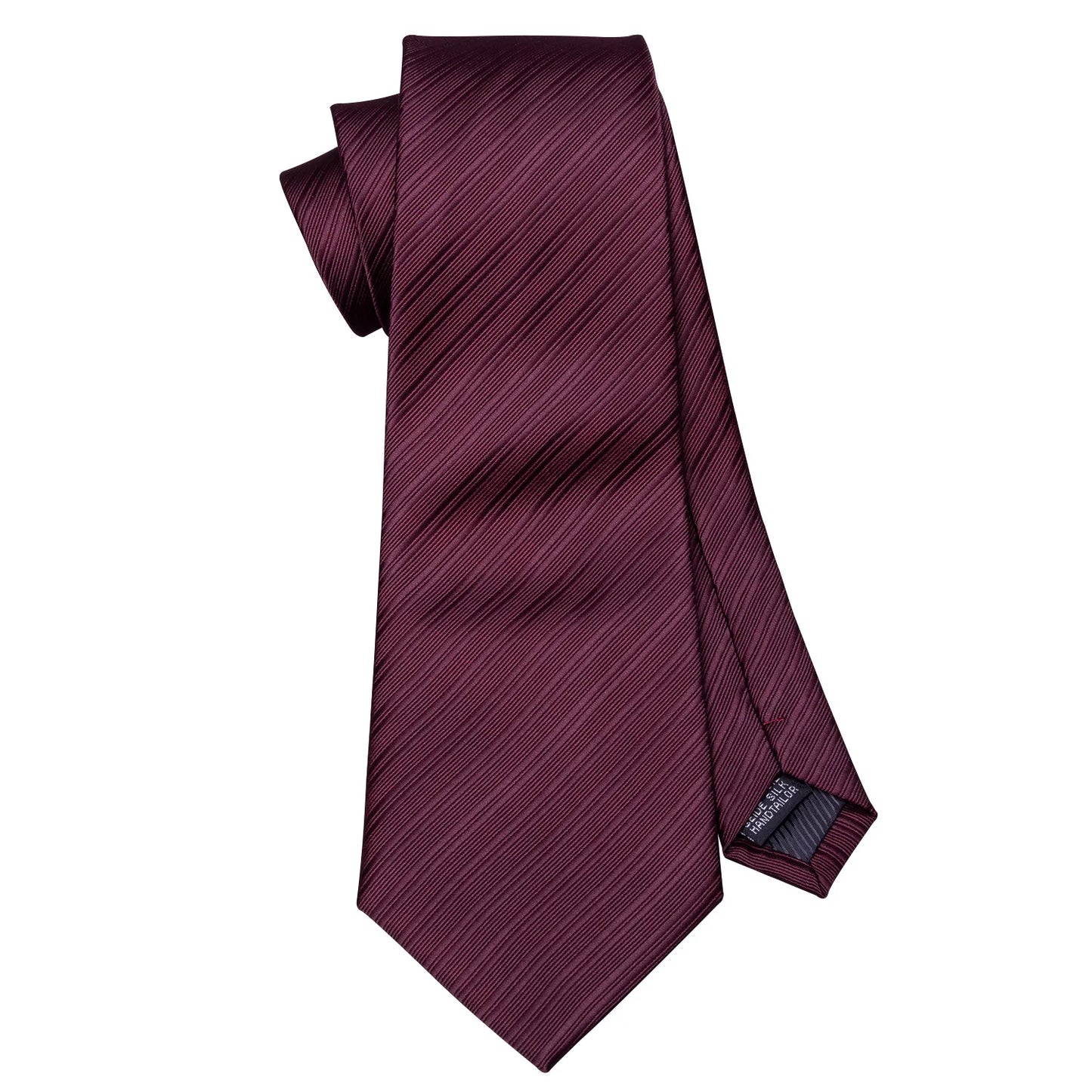 Designer Mens Tie Jacquard Necktie Pocket Square Cufflinks Set Burgundy Striped for Male Men Wedding Busniess Party Ties Gift