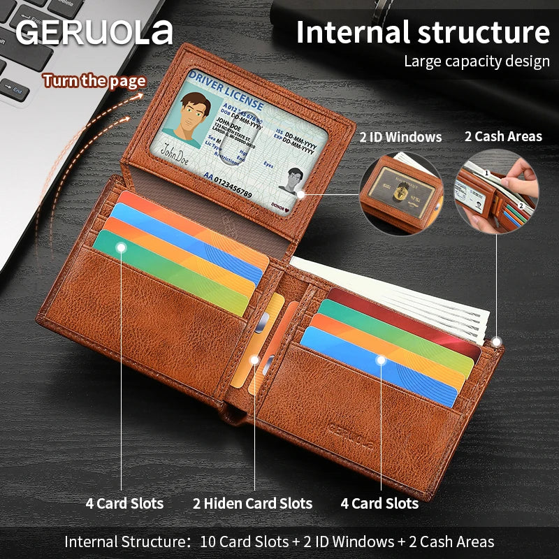 2025/2026 Bestseller! Short-style wallet crafted from genuine top-grain cowhide leather. Features RFID blocking technology.