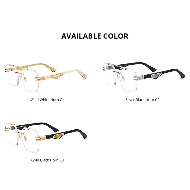 HEPIDEM Buffalo Horn Glasses Men 2025 New Luxury Brand Design Rimless Frameless Big Oversize Square Buffs Eyeglasses Frame Women