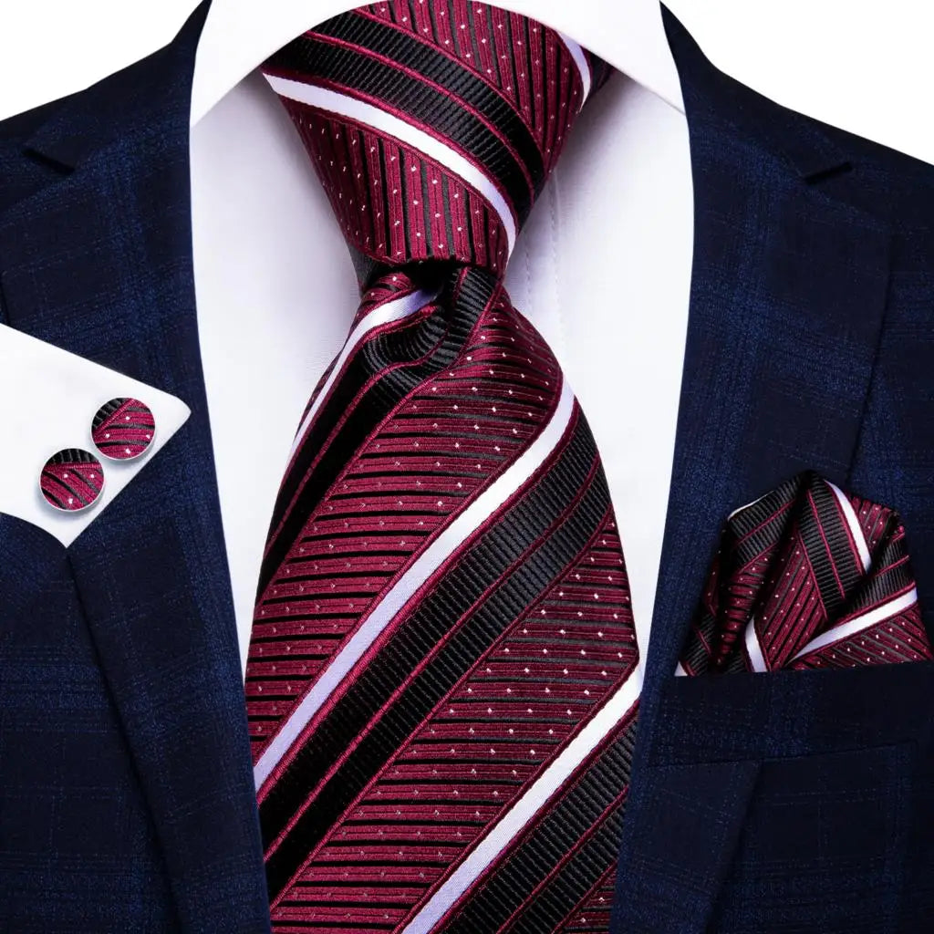 Hi-Tie Paisley Wine Red 100% Silk Men's Tie NeckTies 8.5cm Ties for Men Formal Business Luxury Wedding