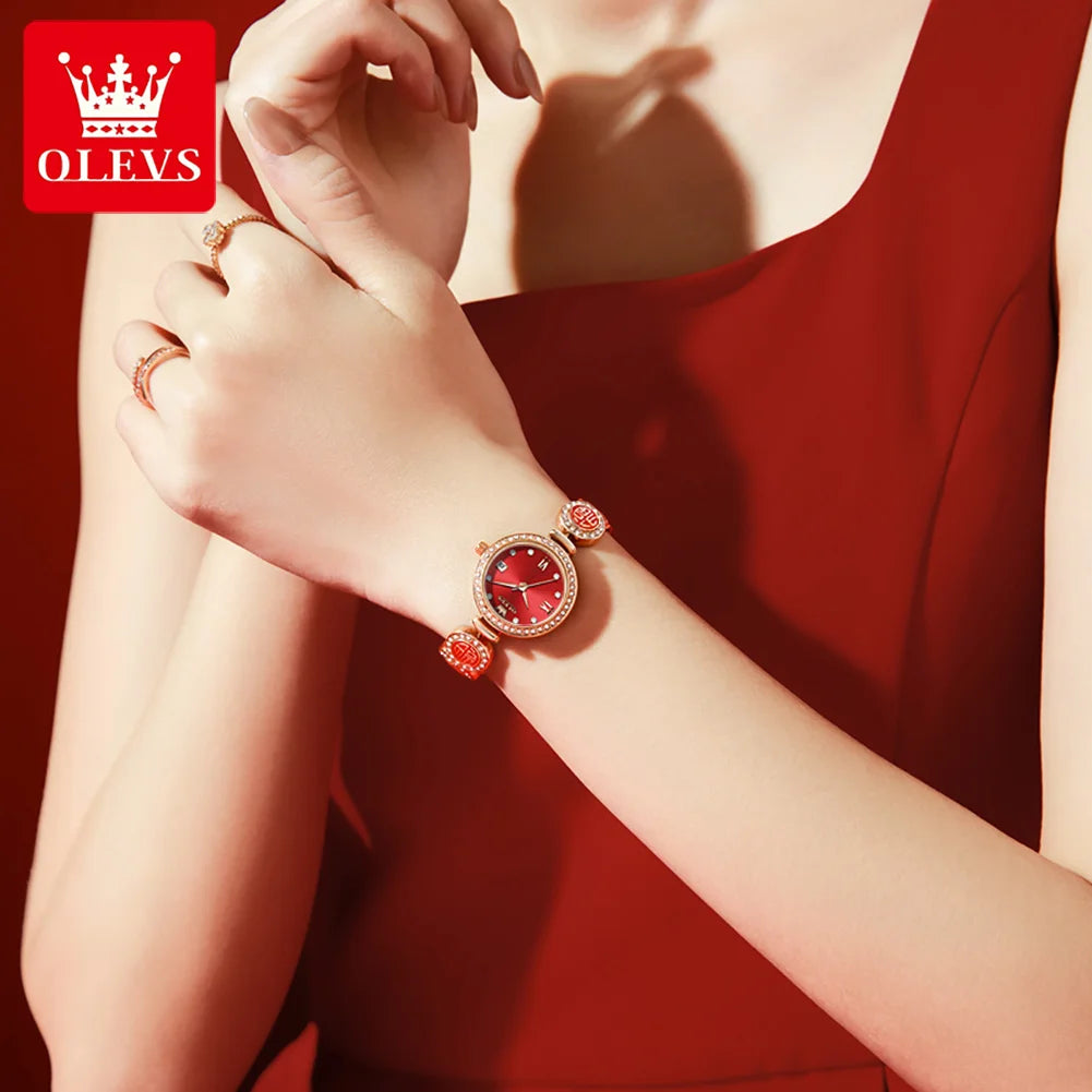 OLEVS 5630 Women's  Watch Luxury Brand Diamond Watch Date Waterproof Clock Quartz Watch Exclusive Blessing Bracelet