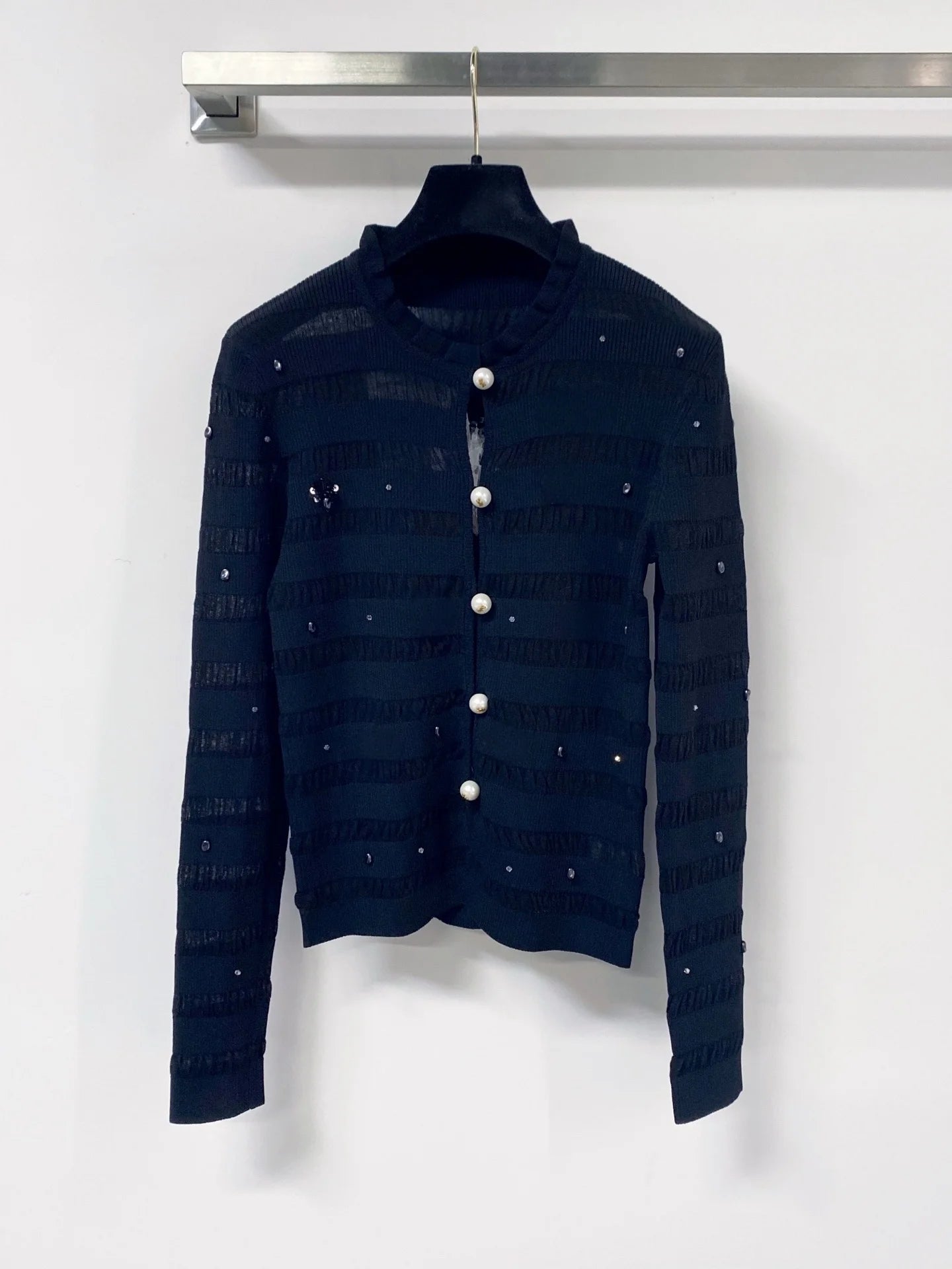 Women's Knitted Upper Sleeve Round Neck Button Top Spring and Autumn Fashion Casual Elegant Style 2671401