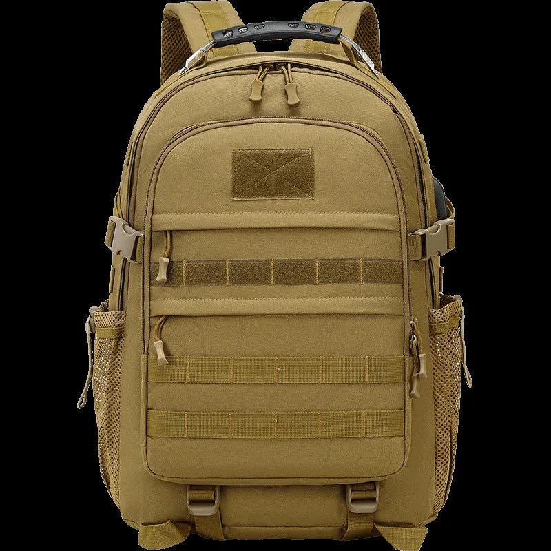 Nylon Tactical Unisex Sport Backpack Outdoor Travel Hiking Laptop Bag USB Charging Waterproof Large Capacity Backbag Men