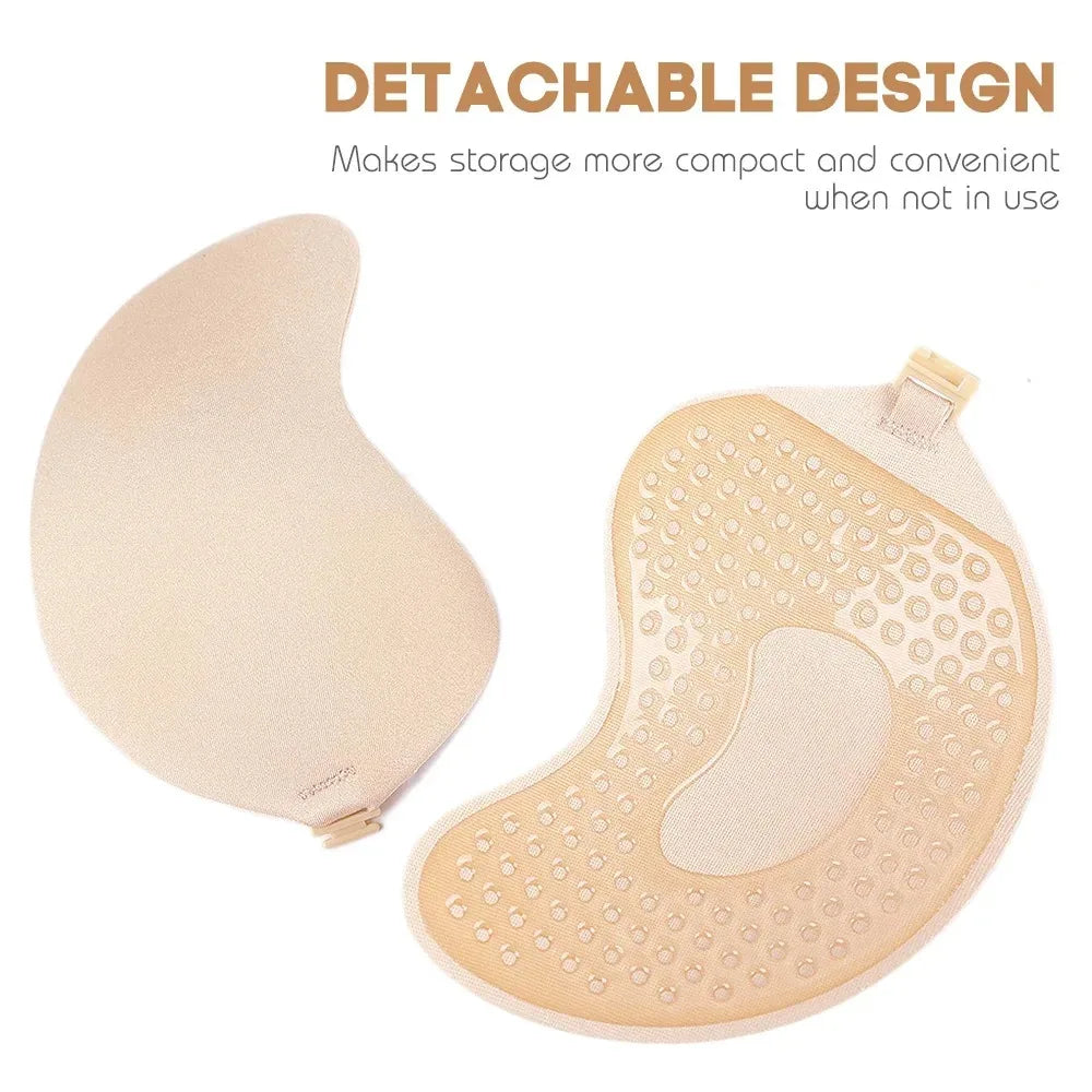 1/2pcsInvisible Women'S Push Up Bra, Backless And Strapless Bra, Front Placket Bra, Underwear, Silicone Self-Adhesive Breast Pad