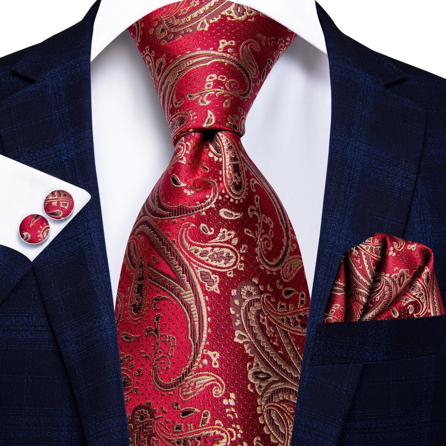 Hi-Tie Paisley Wine Red 100% Silk Men's Tie NeckTies 8.5cm Ties for Men Formal Business Luxury Wedding