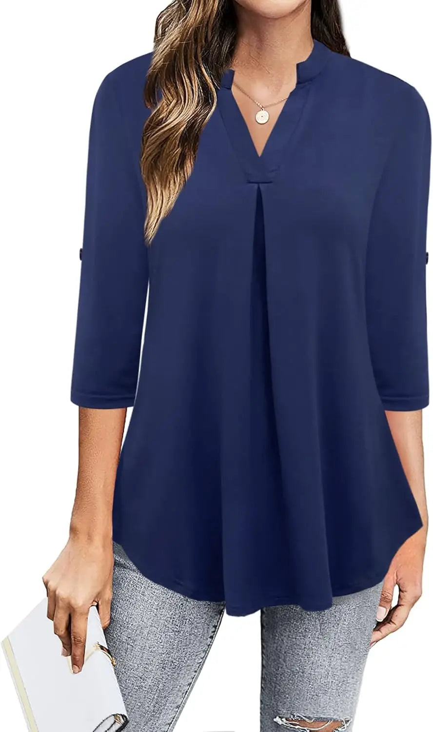 Women's Top Dressy Casual 3/4 Sleeve V Neck Chiffon Shirt Work Blouses