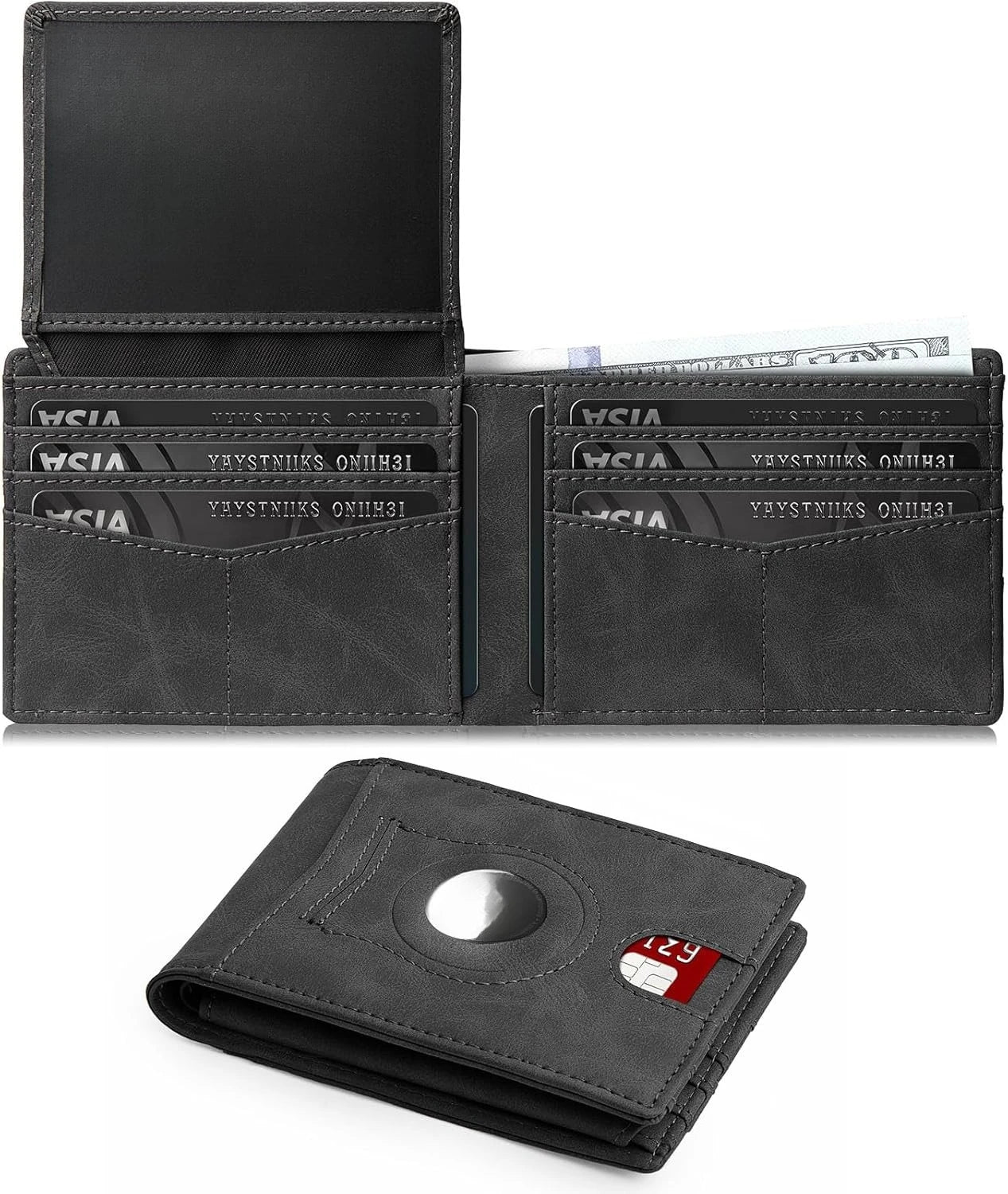 Minimalist Small Compact Front Pocket Credit Card Holder, Thin, Men's Leather Wallet, Smart Security With 2 ID Windows, 1 Cash