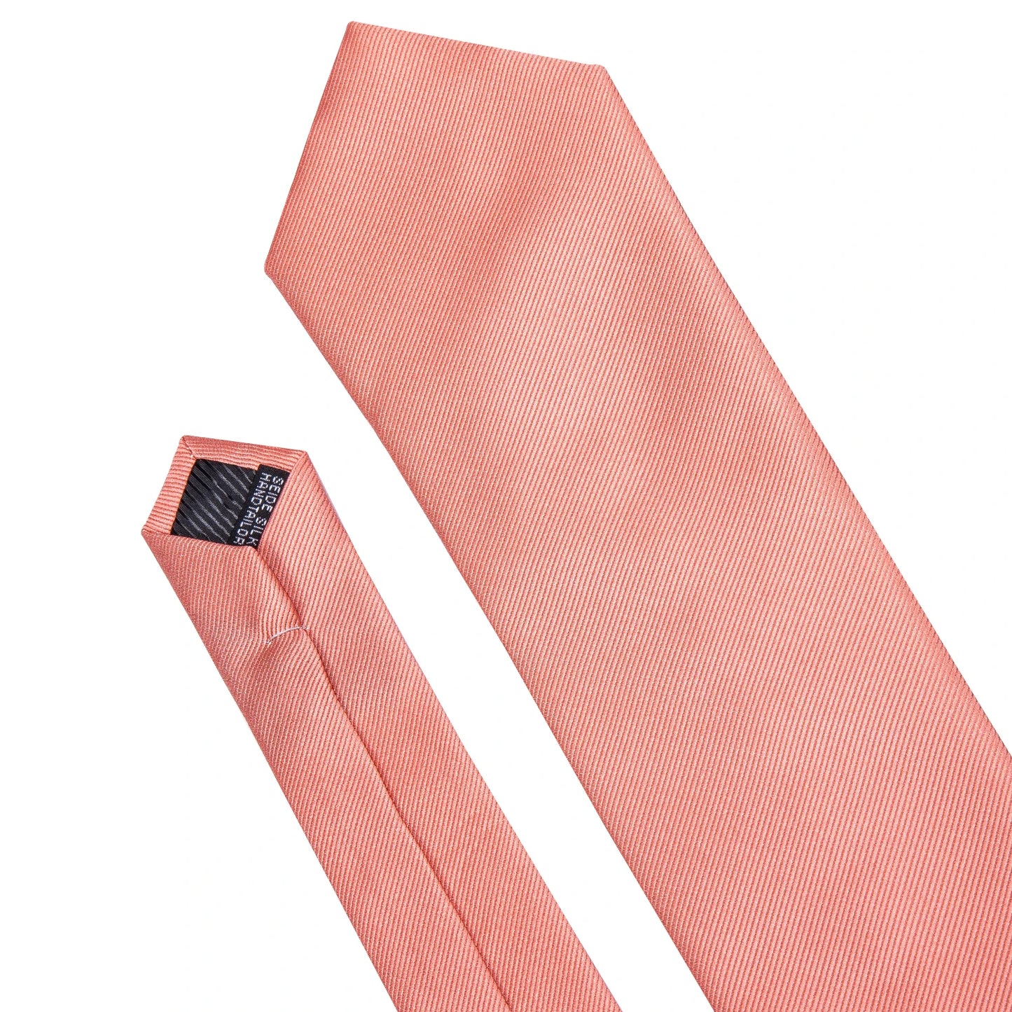 Designer Mens Tie Jacquard Necktie Pocket Square Cufflinks Set Coral Pink Solid for Male Men Wedding Busniess Party Ties Gift