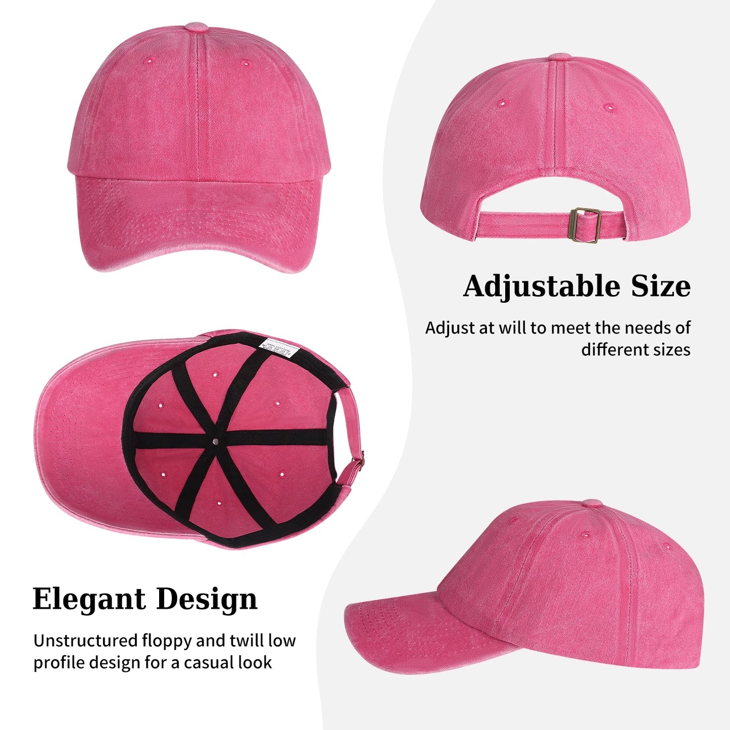 3PCS/Pack Washed Plain Baseball Cap,Retro Adjustable Pure Cotton Hats Gift for Men/Women,Fashion Peaked Cap For Sunshade