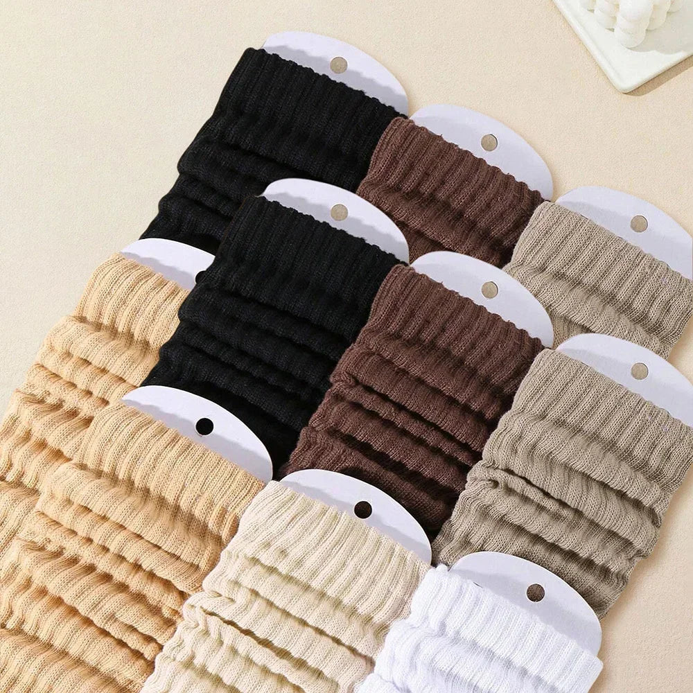 6 pairs of women's mid leg pleated socks, suitable for casual clothing, daily comfortable and soft texture
