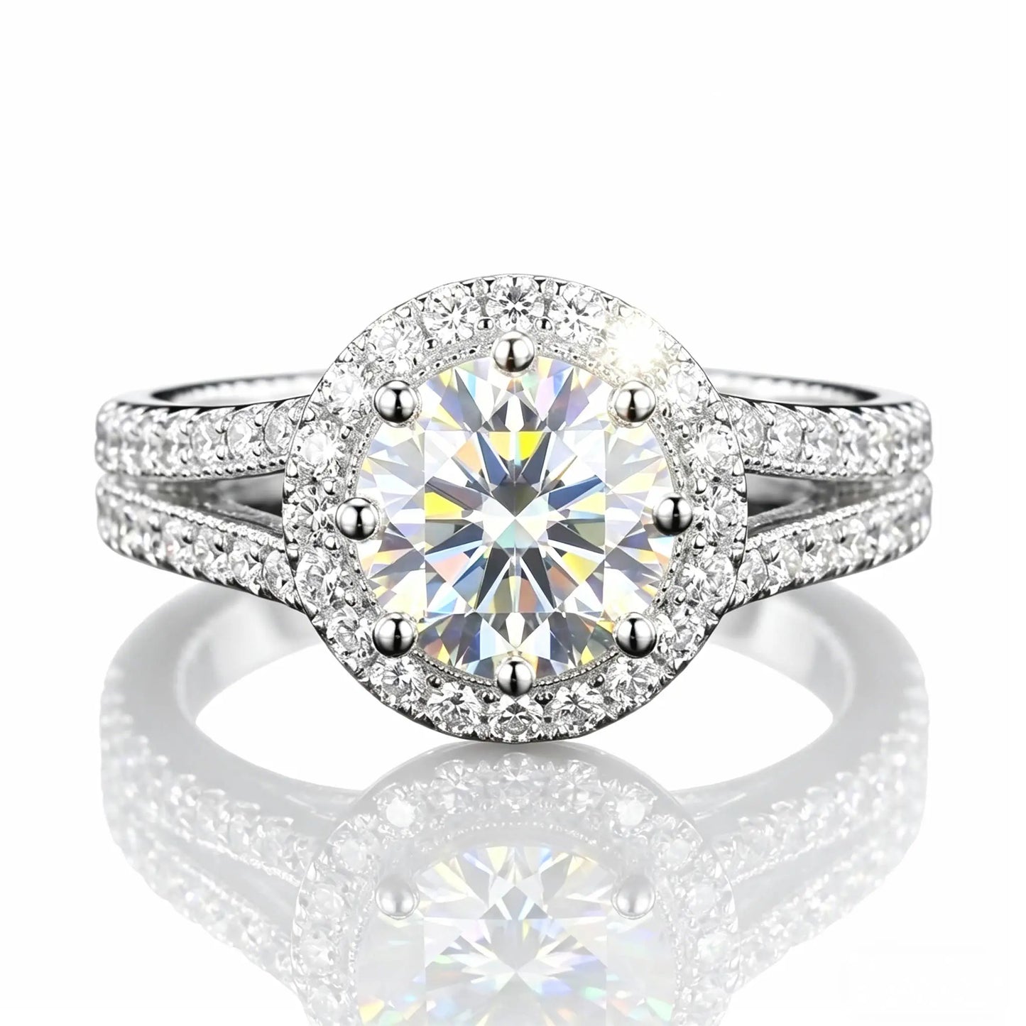 【Local Shipping】2cttw D Color Moissanite Diamond Ring For Women 18k Gold Plated Engagement Eternity Band Wedding Rings
