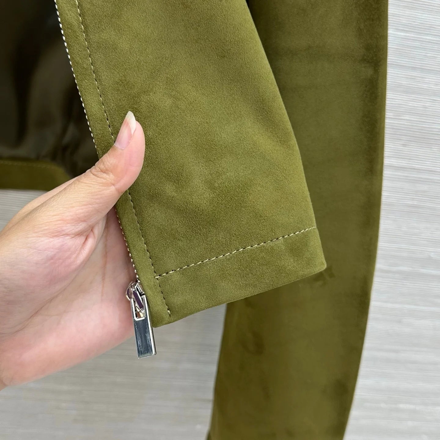 Women's Pure Color Leather Long Sleeve Stand Collar Zipper Short Jacket Autumn Winter Fashion Elegant Style 26713204