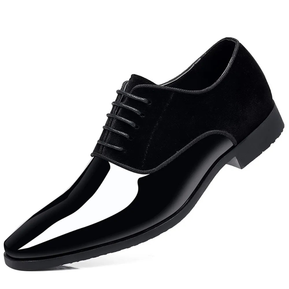 Men's Oxford Shoes High Gloss Low Top Square Toe Lace-Up Formal Suit Tuxedo Dress Shoes For Business Casual Shoe For Men