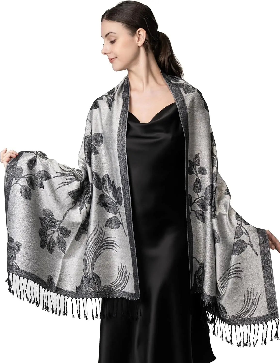 Reversible Paisley Pashmina Rave Scarf – Exotic Indian Shawls and Wraps for Evening Dresses, Festivals, All Seasons