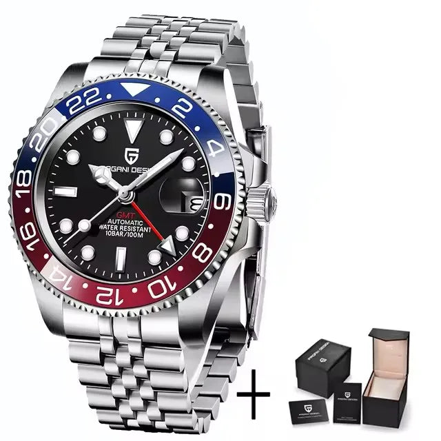 PAGANI DESIGN 2026 GMT Watches Men Luxury Sapphire Automatic Mechanical Watch 40MM Stainless Steel Waterproof Watches for men