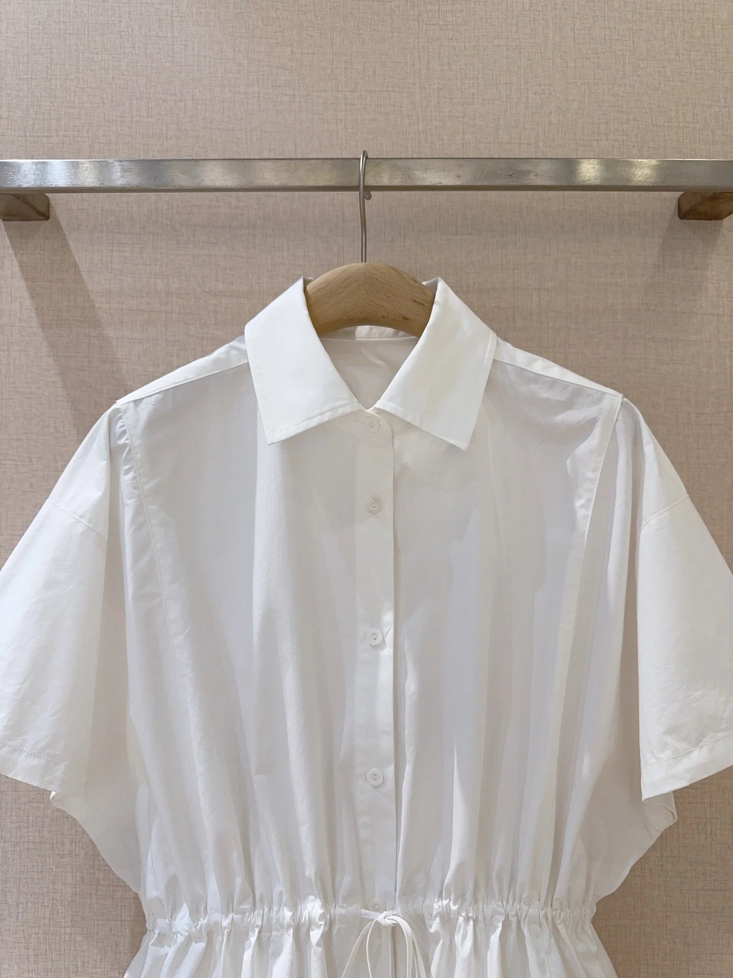 Women's Short Sleeve Button-Up Lapel  Collar Solid Color Top Spring Summer Casual Fashion Elegant Pure Color Shirt 2661765