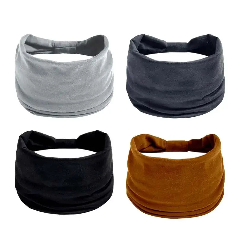 Wide Headband Women's Fashionable Bohemian Thick Hairband/ Large African Sports Yoga Turban Headwrap Hair Accessory (DARK GRAY)
