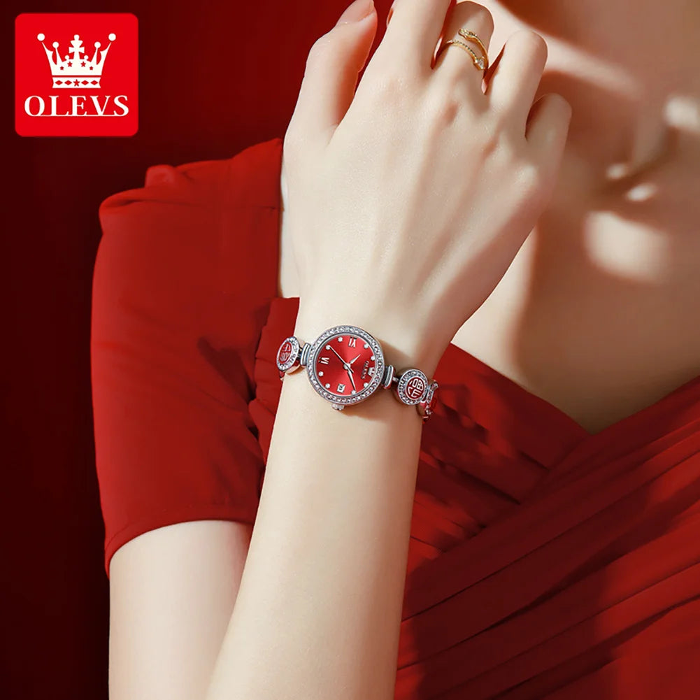 OLEVS 5630 Women's  Watch Luxury Brand Diamond Watch Date Waterproof Clock Quartz Watch Exclusive Blessing Bracelet