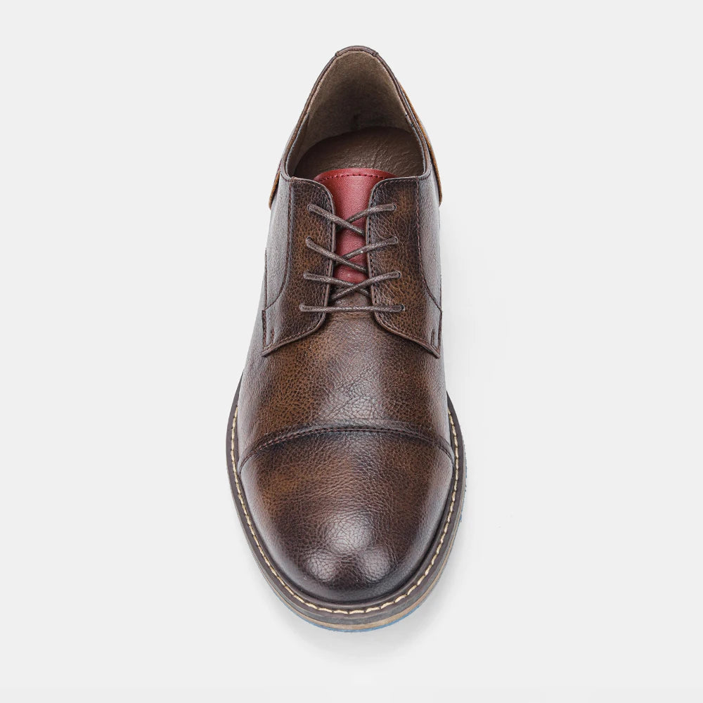 Retro Men Casual leather shoes Cap Toe Oxford Men Derby Shoes Fashion Men Leather Shoes