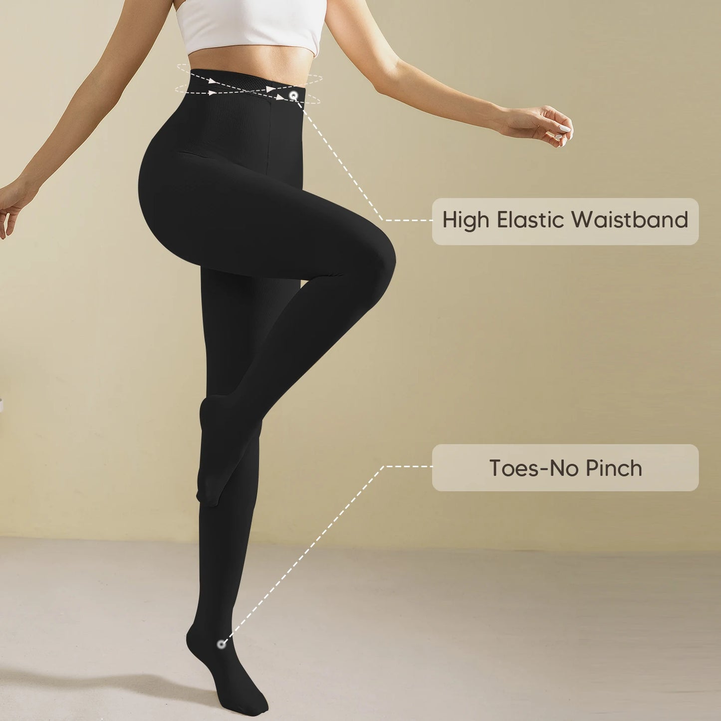 15 - 20mmHg Compression Stockings Closed Waist Light Compression Pantyhose