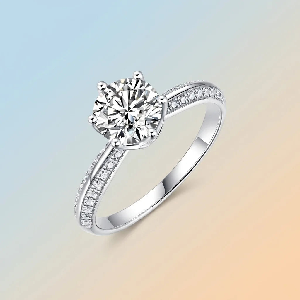 LYEE CYEE 1ct 2ct 3ct Moissanite Ring 925 Sterling Silver 18K Gold Plated Elegant Gift Jewelry for Women Comes with GRA Certificate