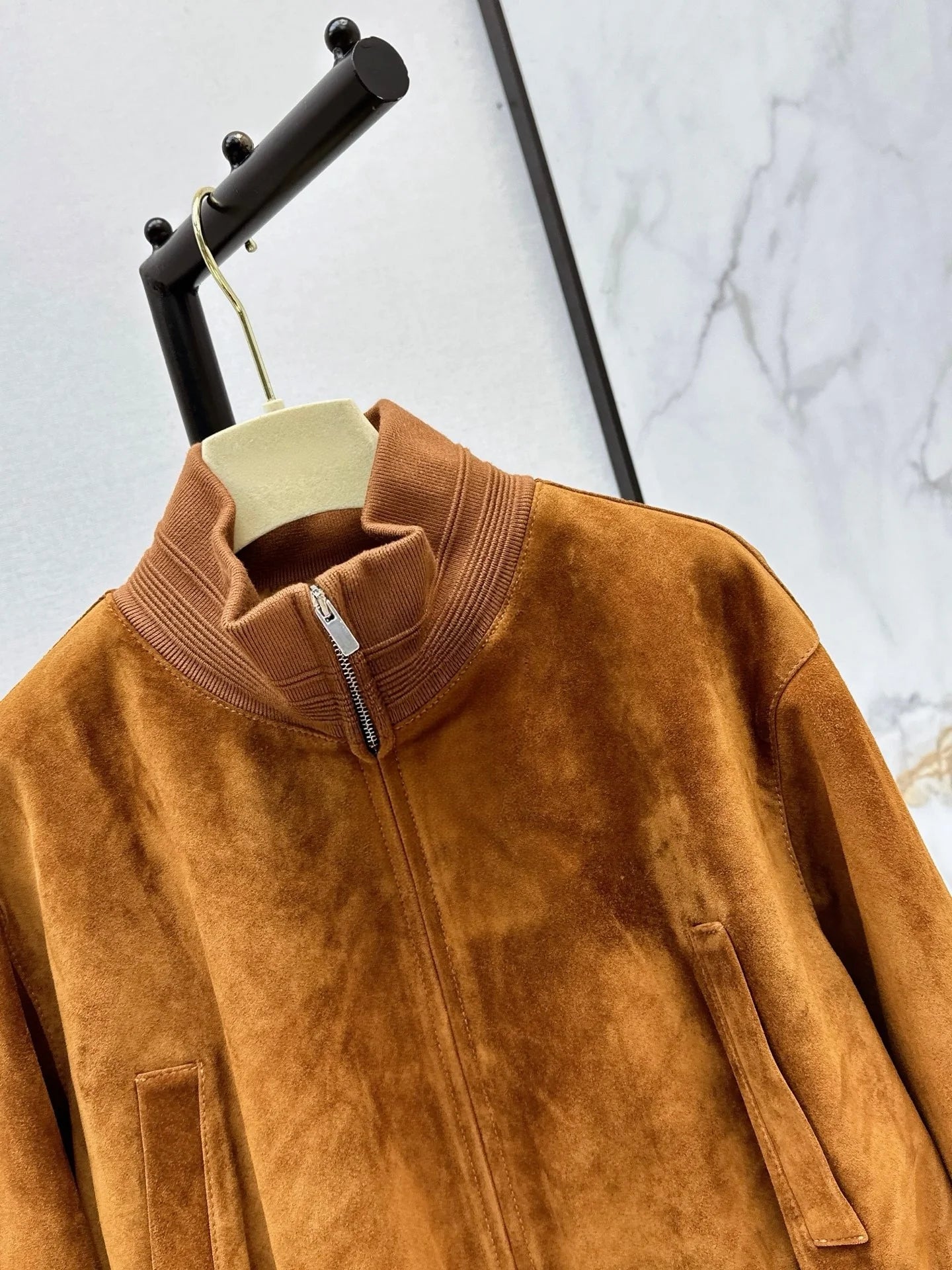 Women's Leather Long Sleeve Stand Collar Zipper Solid Color Jacket Fashionable Elegant Autumn Winter Top 26702135