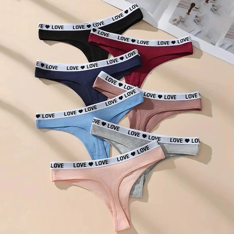 7Pcs Women Cotton Thongs Panties Striped Underwear Sexy Underpants Black Panty Soft G-Strings Plus Size Tanga Female Lingerie