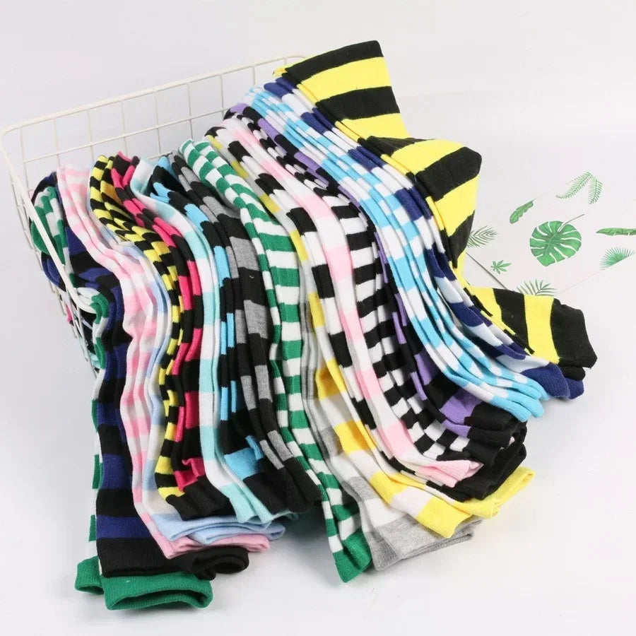 Womens Striped Thigh High Stockings Ladies Girls Black White pink Long Over Above Knee Socks femboy Cosplay Lolita Harajuku Y2k