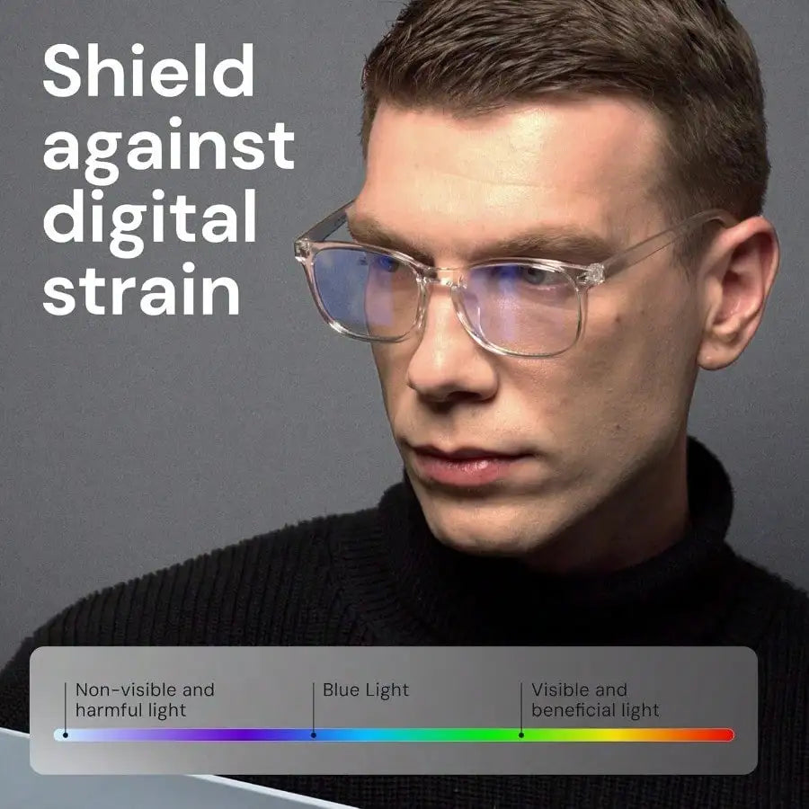 Transparent Clear Blue Light Glasses For Computer And Gaming - Anti UV Ray Lenses Scratch-Resistant And Comfort Fit