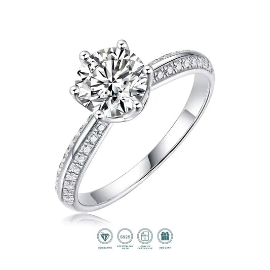 LYEE CYEE 1ct 2ct 3ct Moissanite Ring 925 Sterling Silver 18K Gold Plated Elegant Gift Jewelry for Women Comes with GRA Certificate