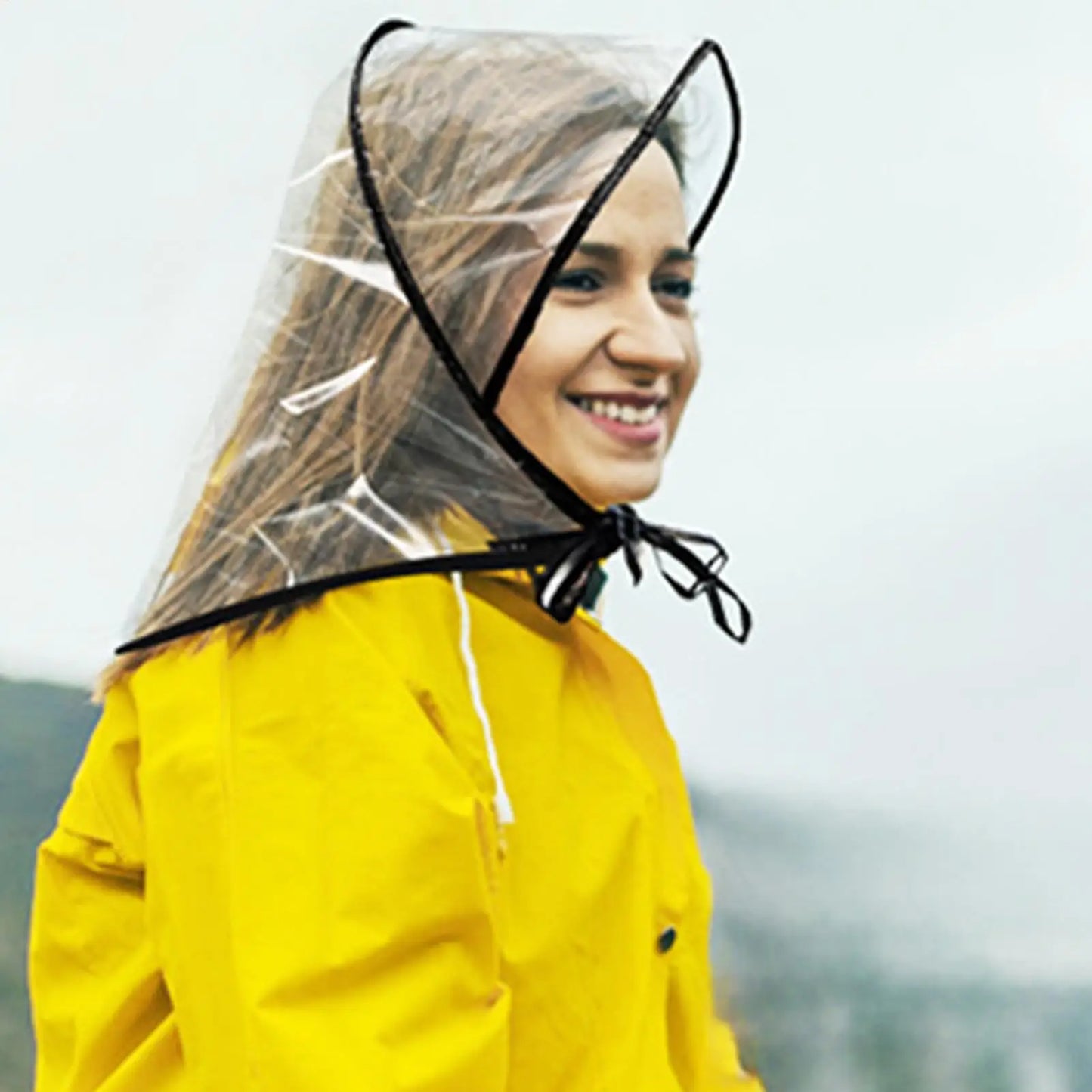Clear Reusable Waterproof Rain Hat with Wide Brim for Women Lady Outdoor Travel Hiking Gardening Shopping Beach Wind Protection