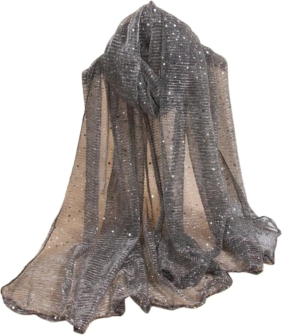 Women's Sequin Bandana Square Scarf Silk Scarves Mesh Shawl and Wrap for Evening Dresses