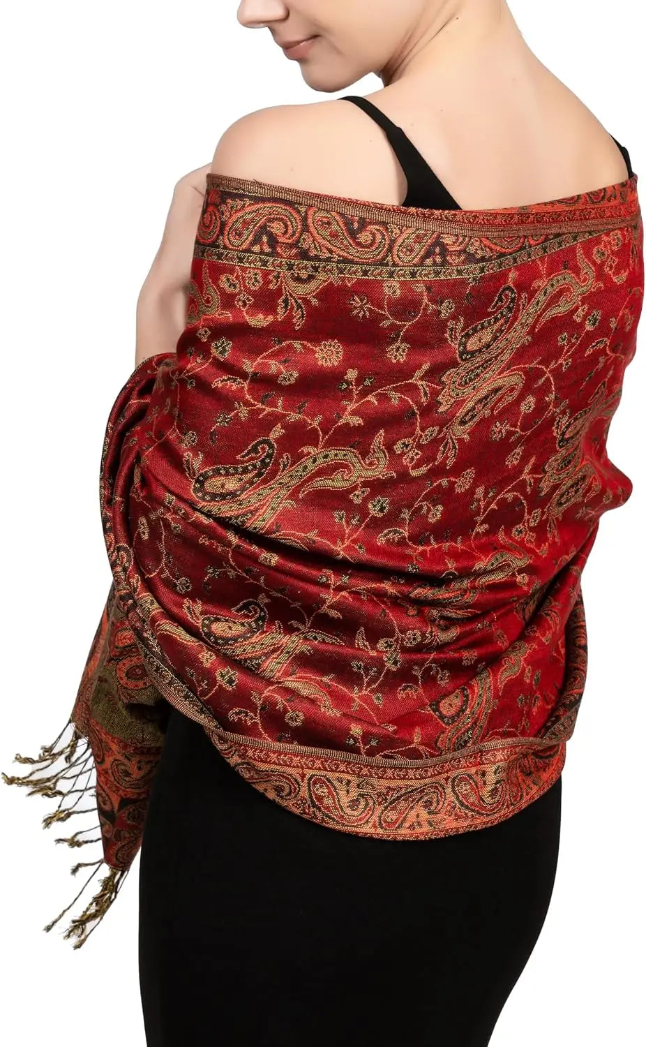 Reversible Paisley Pashmina Rave Scarf – Exotic Indian Shawls and Wraps for Evening Dresses, Festivals, All Seasons