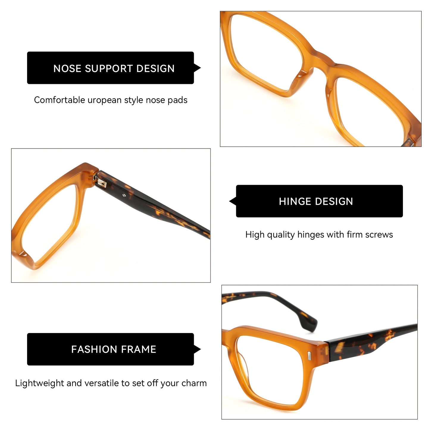 ZENOTTIC Men Square Handmade Optical Frames Stylish High Quality Daily Eyewear