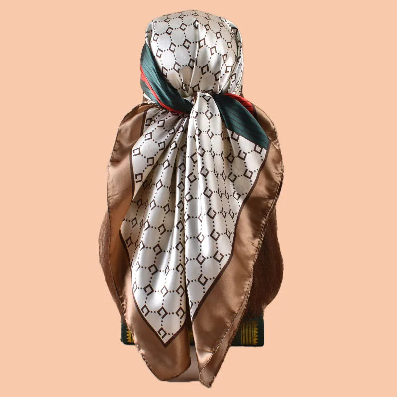 1PC Women's Summer Beach Accessory Fashion Satin Square Scarf 90*90inch Multi-use Headscarf Party Use Versatile Hair Towel