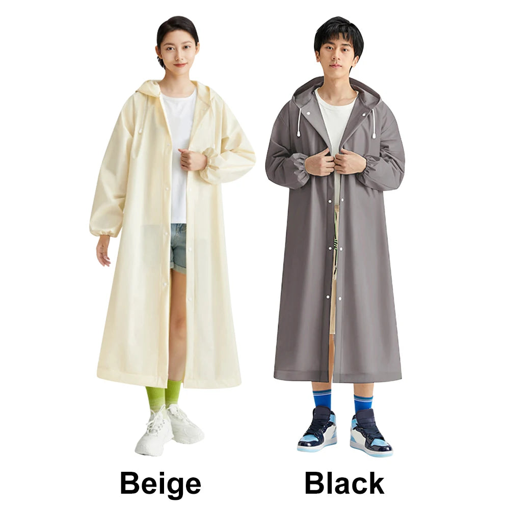Disposable Adult Long Raincoat Windproof Waterproof Rain Coat Drawstring EVA Rain Coat Portable for Outdoor Travel Emergency