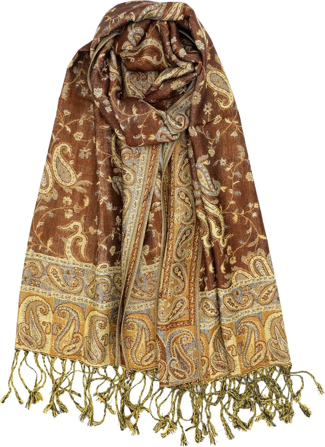 Reversible Paisley Pashmina Rave Scarf – Exotic Indian Shawls and Wraps for Evening Dresses, Festivals, All Seasons