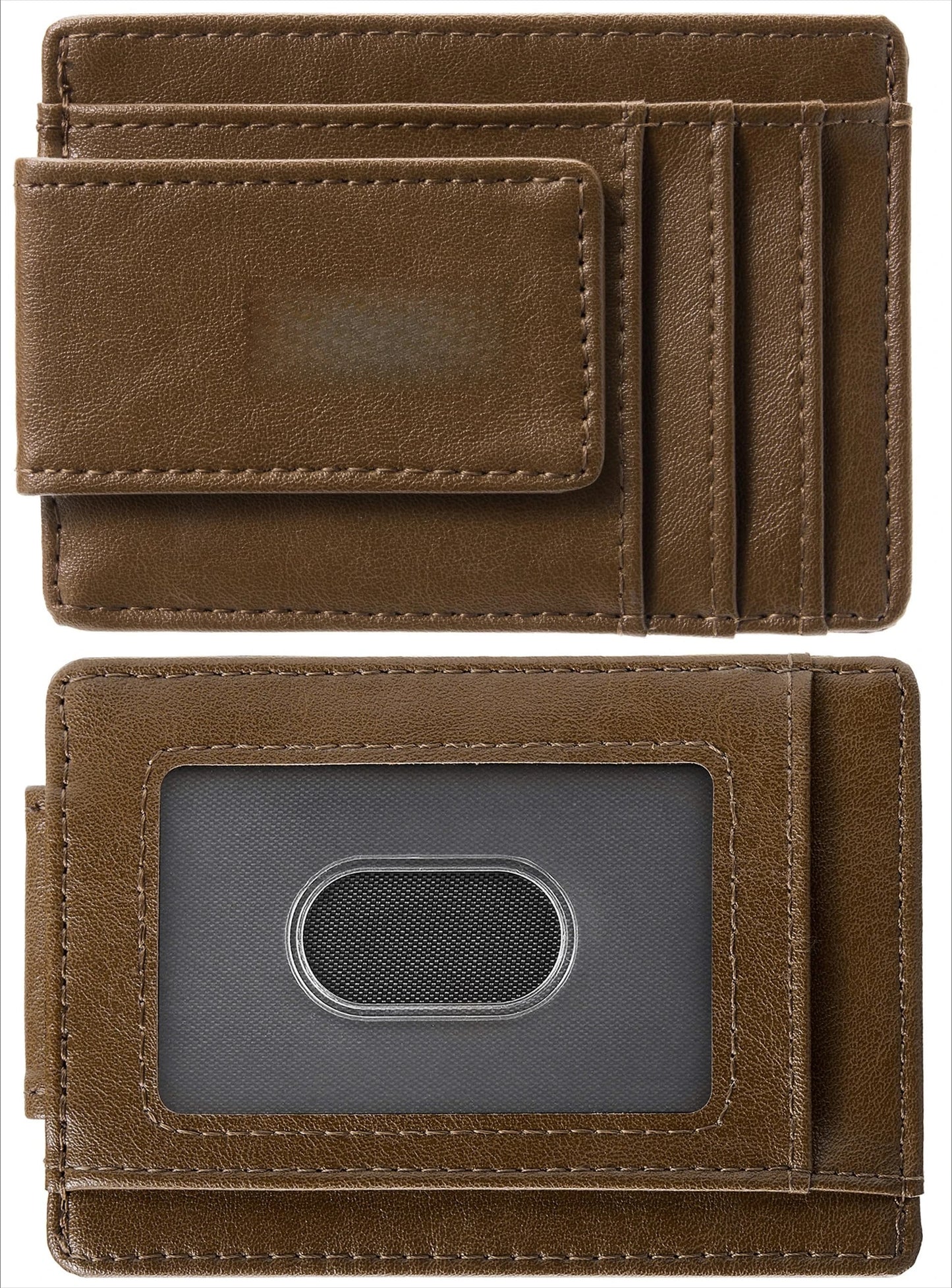 Slim Wallet for Men RFID Blocking Money Clip, Minimalist Front Pocket Credit Card Holder, Magnetic Thin Wallet with ID Window