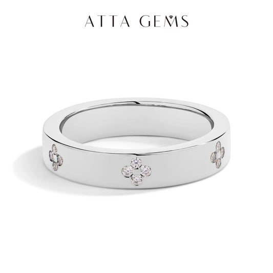 ATTAGEMS Simple D VVS1 Moissanite Ring Round Cut 1.2mm S925 Sterling SIlver Wedding Band Jewelry For Women
