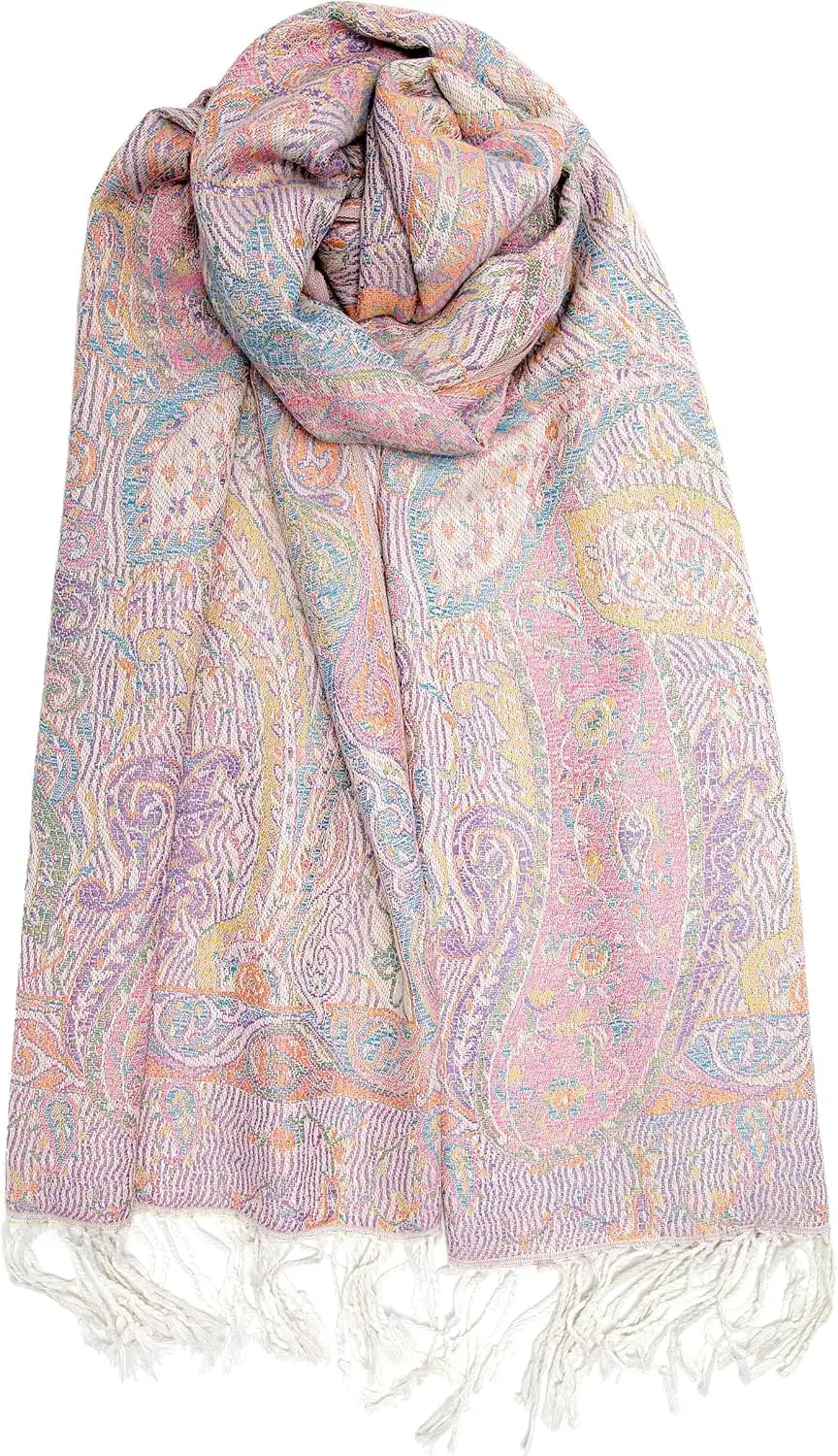 Reversible Paisley Pashmina Rave Scarf – Exotic Indian Shawls and Wraps for Evening Dresses, Festivals, All Seasons