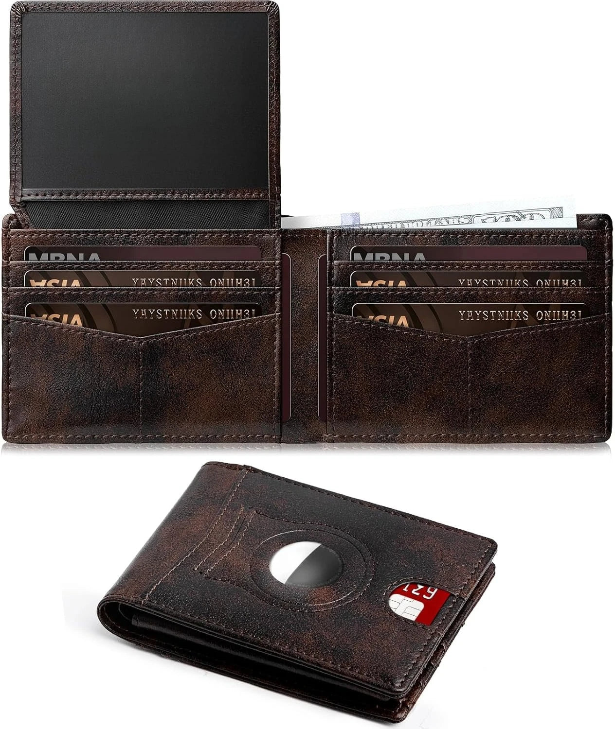 Minimalist Small Compact Front Pocket Credit Card Holder, Thin, Men's Leather Wallet, Smart Security With 2 ID Windows, 1 Cash